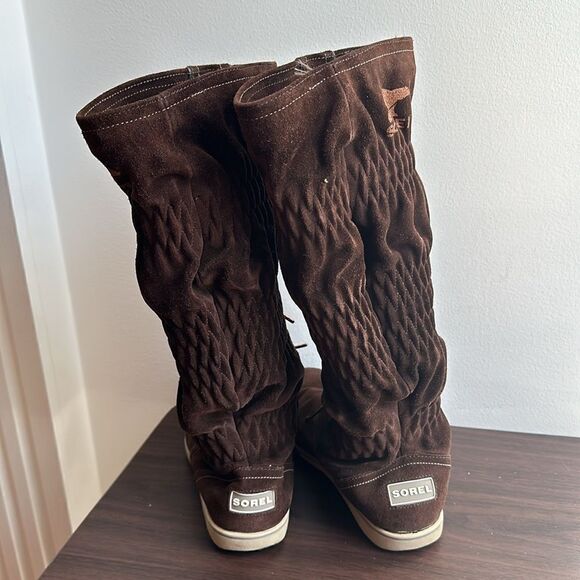 Sorel Firenzy Suede Ruched Tall Boots Brown Sz 5.5 - Picture 5 of 8